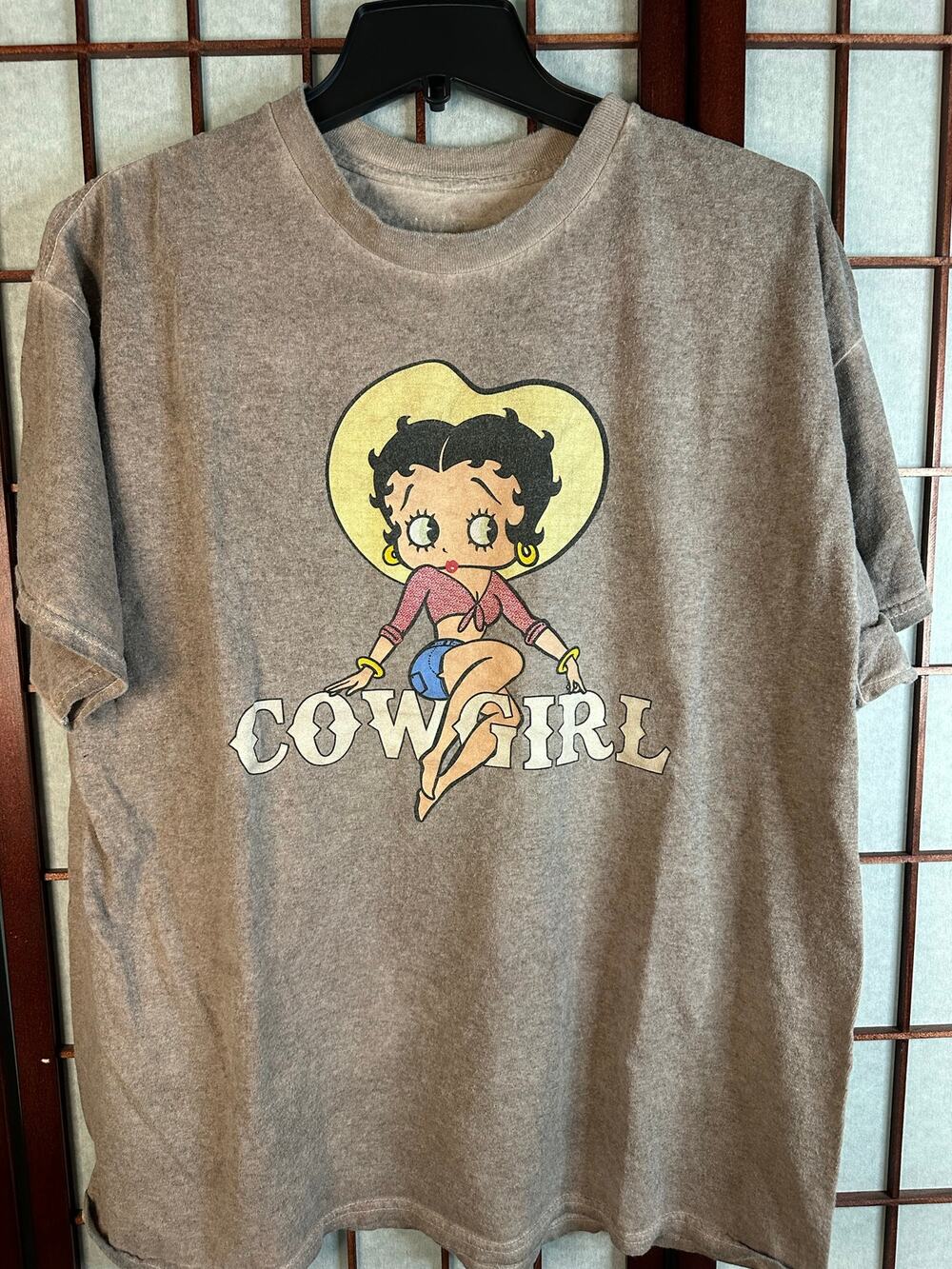Betty Boop Retro Wash Tee Cowgirl daisy dukes Hat Beige X-Lg Gift